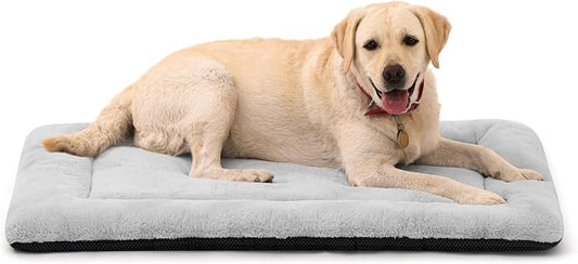 Dog Crate Pad Washable, Ultra Soft Plush Crate Mat for Medium Large Dogs, Non Slip Cushion for Metal Crates, Indoors or Travel, 42 x 28 Inch, Gray by ZENGAOOU