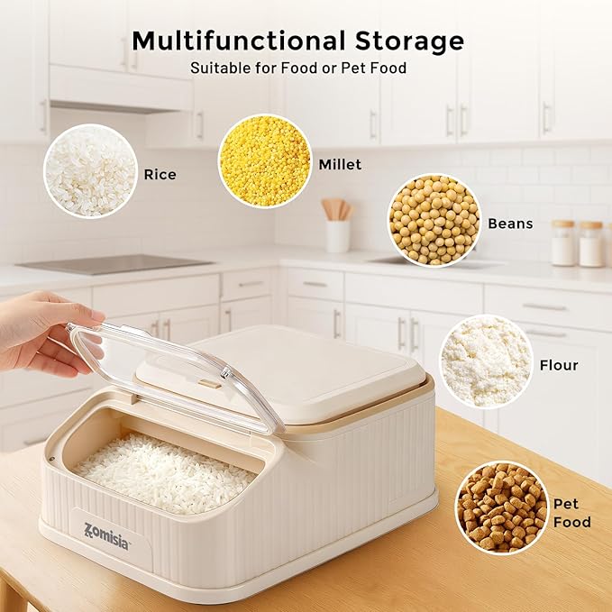 ZOMISIA 20-30lbs First-in, First-out Collapsible Dog Food Storage Container | FIFO System Easy Dispense Base for Freshness, Cat Food Storage Containers with Transparent Lid and Scoop - Image 6