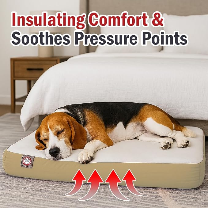 Majestic Pet 48x34x3 Inch Khaki Orthopedic Memory Foam Rectangle Dog Bed – Large Size Crate Dog Bed for Dogs with Joint Pain, Arthritis – Durable Pet Mattress with Egg Crate Foam, Washable Cover - Image 3