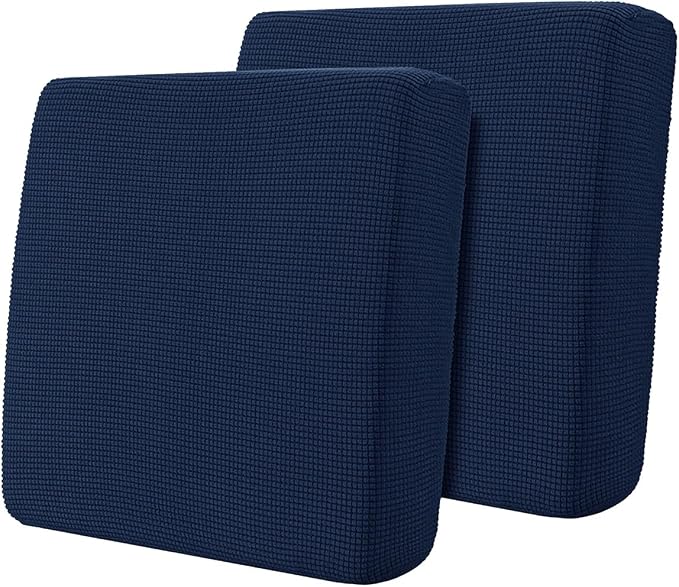 Hokway Stretch Couch Cushion Covers, 2 Piece Individual Sofa Cushion Slipcovers，Jacquard Sofa Seat Slipcover Set, Non-Slip Protector for Cushion (Darkblue,Small-2PC) by Hokway