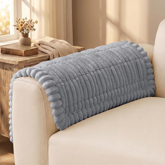 decorUhome Couch Cover for Dogs, Non Slip Fuzzy Thick Pet Sofa Protector | Pet Friendly, Couch Covers for Sofa, Machine Washable, Fits Armrests, Single Seats & Backrest Cushions, Grey, 27.6" x 27.6" by decorUhome