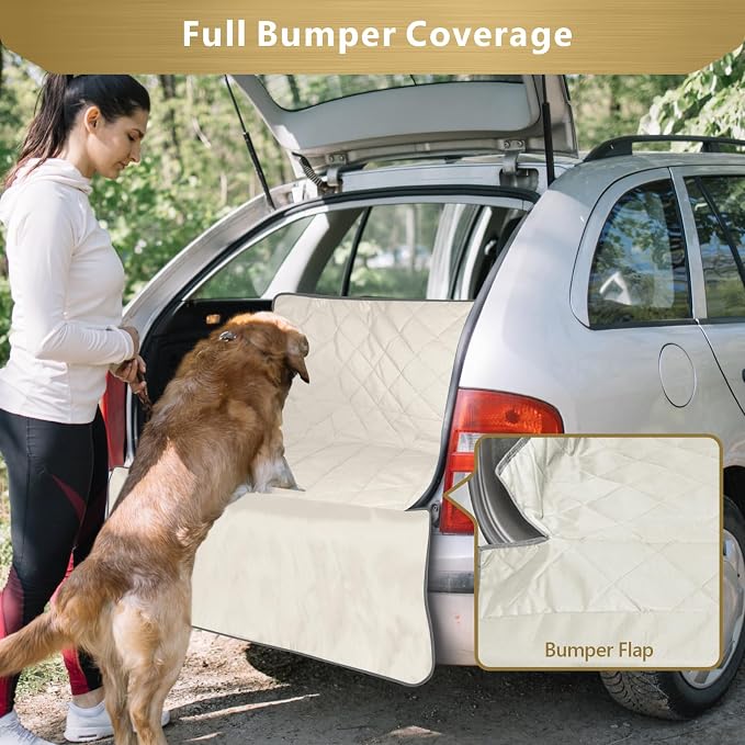 F-color SUV Cargo Liner for Dogs - Heavy Duty Cargo Cover for Mid-Size SUVs | Water Resistant, Bumper Flap, Non-Slip Mat, Car Trunk Dog Car Seat Cover Prevents Scratches Pet Hair Mud Dirt for Sedans Vans - Image 5
