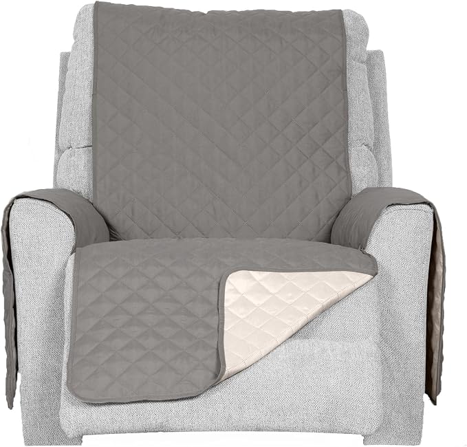 Furhaven Water-Resistant & Reversible Recliner Chair Cover Protector w/ Side Pockets for Dogs, Cats, & Children - Two-Tone Pinsonic Quilted Living Room Furniture Cover - Gray/Mist, Recliner - Image 4