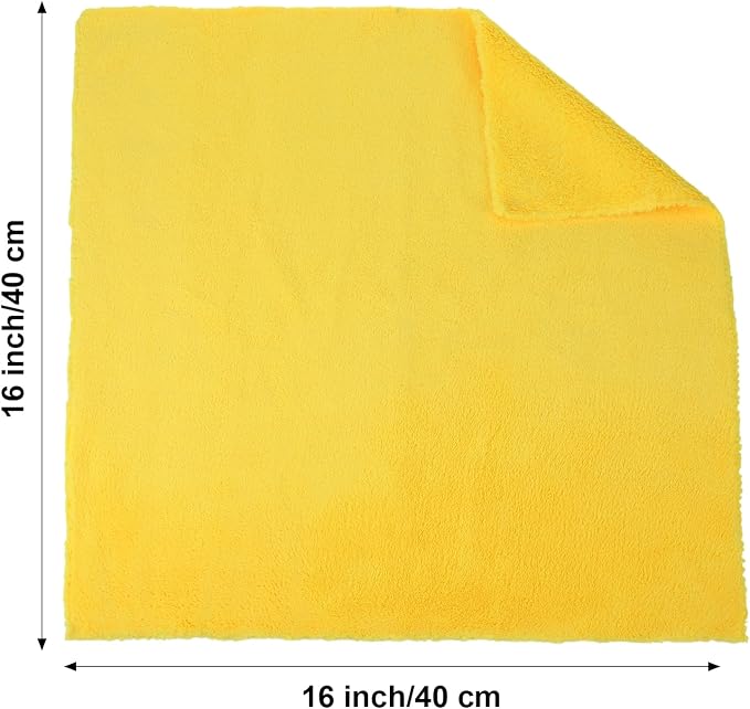 Shimeyao 30 Pcs 16 x 16 Inch Edgeless Microfiber Plush Towels for Cars Detailing Drying Wash Polishing Absorbent Cleaning Cloths, 500 GSM (Black, Yellow) - Image 2