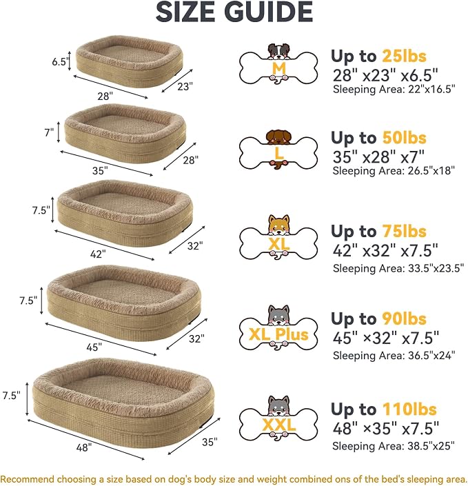 JOEJOY Orthopedic Dog Bed for Large Dogs, Egg-Crate Memory Foam Pet Bed with Bolster Sides, Waterproof Lining, Removable Washable Cover & Non-Slip Bottom, Light Brown - Image 6