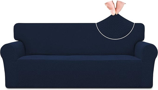Easy-Going Stretch Jacquard Couch Cover, 1-Piece Soft Sofa Cover, Sofa Slipcover with Anti-Slip Foams, Washable Furniture Protector for Kids, Pets (Sofa, Navy Blue) by Easy-Going