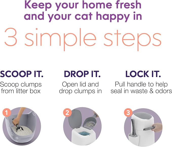 Litter Genie Litter Box and Style Pail Cat Litter Disposal Bundle with Starter Refill | Odor-Locking Scoop-to-Disposal Cat Litter Cleaning System - Image 4