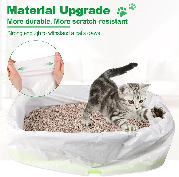 100 PCS Jumbo Cat Litter Box Liners for Large Litter Tray, 36"x19" | 3MIL Extra Thick, Heavy Duty, Tear & Leak Resistant, Drawstring Close - Image 3