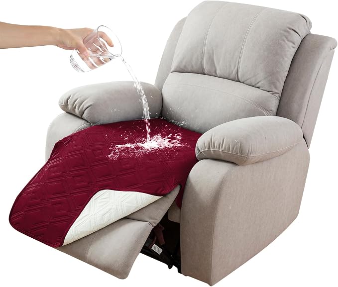 Genina 100% Waterproof Recliner Chair Covers, Anti-Slip Recliner Cover Dog Chair Cover Furniture Protector, Chair Sofa Slipcover for Pets Dogs, 1 Piece (Wine, Recliner) by Genina