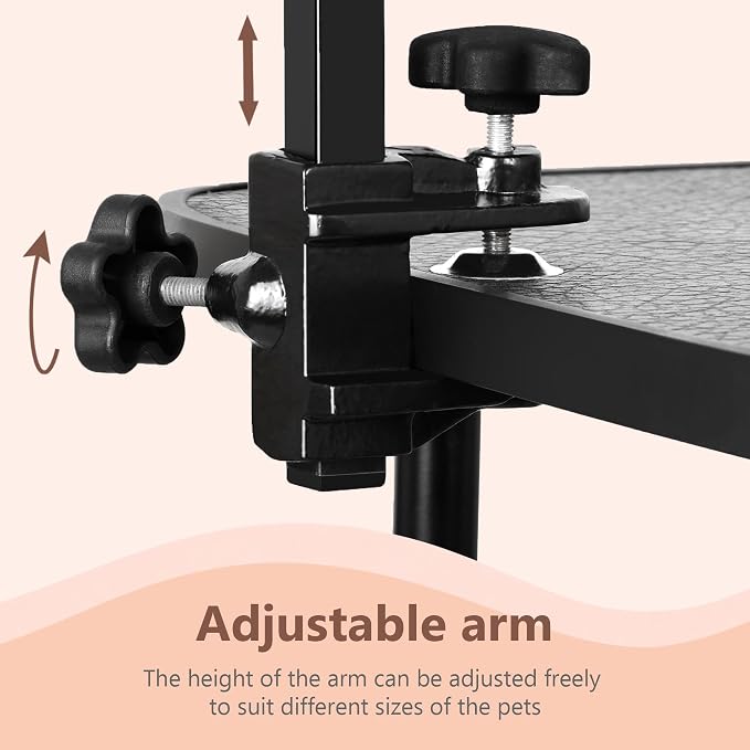 Yaheetech 32 Inch Sturdy Dog Grooming Table for Home, Black | Foldable Dog Grooming Table for Small Medium Dogs, 220lb Capacity, Adjustable Grooming Arm, Non-Slip Surface, No-tool Setup - Image 6