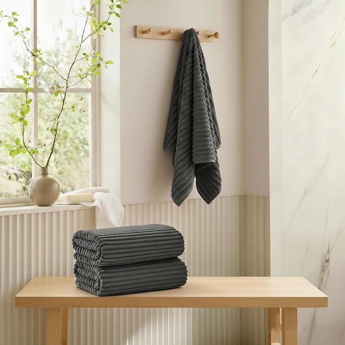 2 Piece Bath Sheets, 40"x80" Bath Towels, Charcoal Gray | Extra-large size, Quick dry, Highly Absorbent, Lint Free，shower towels for bathroom gym spa，Big and Tall users - Image 2