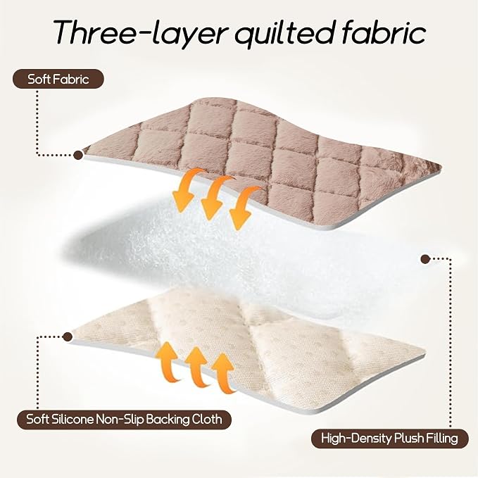 beeweed Couch Covers for Sofa, Couch Covers for Dogs Washable, Non Slip Plush Sofa Slipcovers, Couch Furniture Protector Pet Friendly, Diamond Pattern, Khaki, 27.6” x 70.9” - Image 3