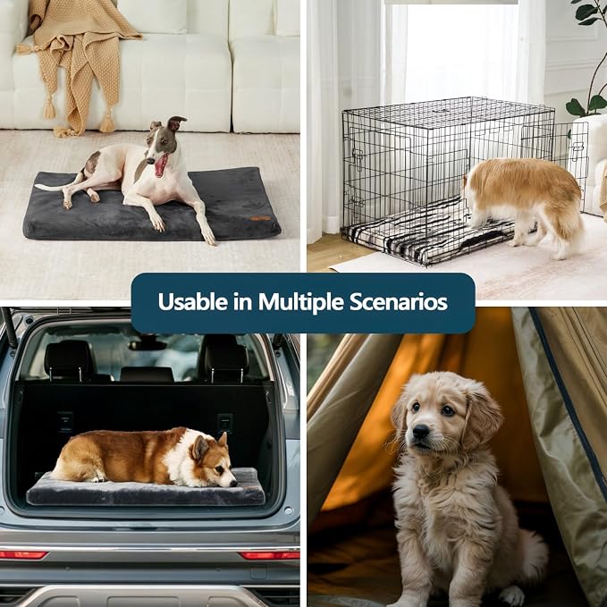 LIORCE Dog Crate Pad - Dog Bed Large Sized Dogs with Removable Washable Cover and Waterproof Lining - Memory Foam Pet Bed for Crate - Reversible Kennel Mat (Cool & Warm), 36-inch, Grey - Image 9