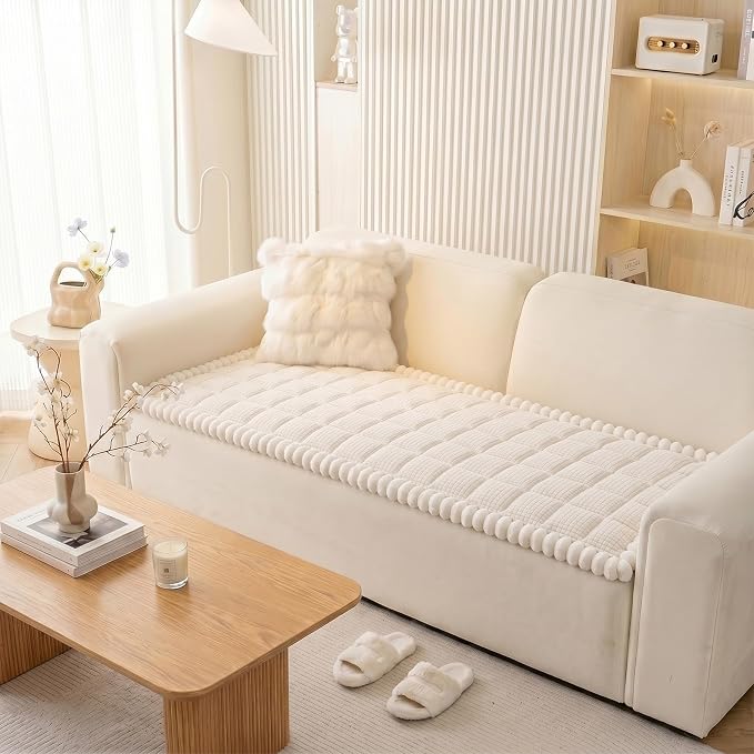 KRFOONN Couch Cover for Dogs Washable Pet Couch Covers for 3 Cushion Sofas Non-Slip Dog Sofa Protectors Cushion Covers Soft Sofa Slipcovers Cushion Protector for Pets (Style B-Beige, 27.6" x 70.9") - Image 6