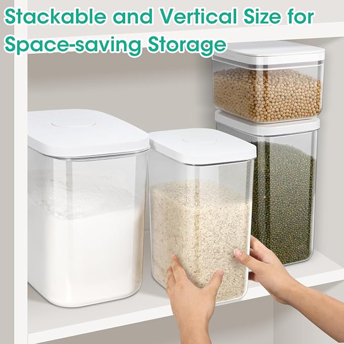 TBMax Large Airtight Food Container 6 Qt with Pop Up Lid & Measuring Cup for Rice, Flour, Cereal, Sugar, or Pet Food Storage, Rectangular Tall Food Storage Bin for Kitchen Pantry Organization - Image 4
