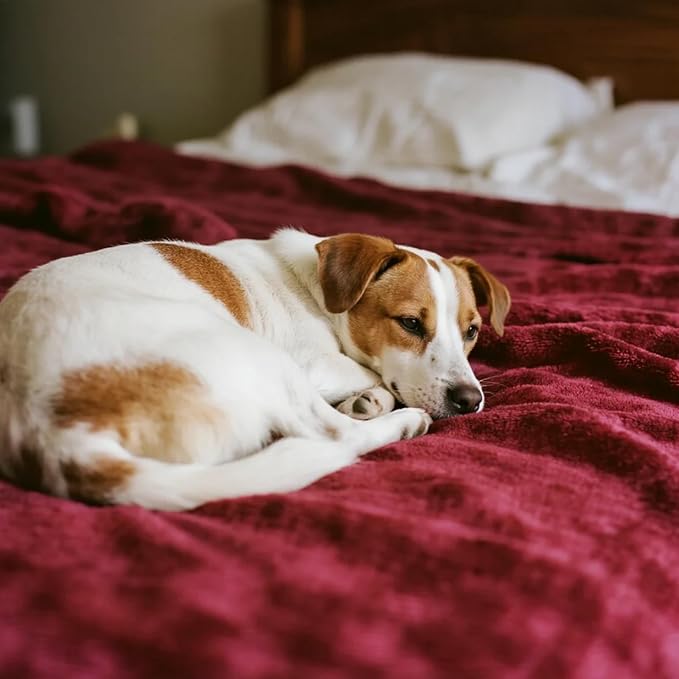 gogobunny Waterproof Bed Blanket, Reversible Sherpa Fleece Throw Blanket for Dog Puppy Cat, Furniture Cover Protects Bed Couch Sofa from Liquid Pee and Pet Fur (Romantic Red, 50x60 inches) - Image 6