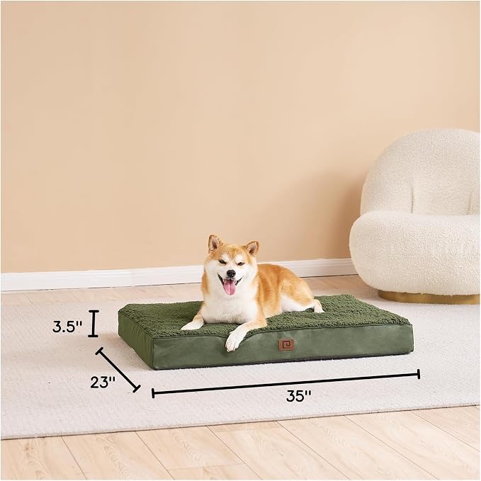 EHEYCIGA Orthopedic Dog Bed Large with Removable Washable Cover, 35x23 | Egg Crate Foam Support, Durable Oxford fabric, Non-Slip Bottom, Machine Washable, Soft Waterproof Plush Pet Bed Mat For Crate - Image 10