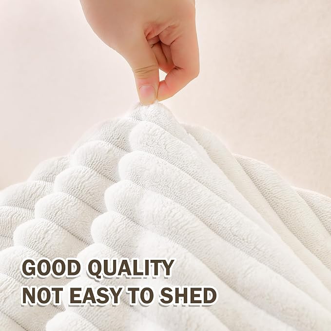 MEETSKY 100% Waterproof Couch Covers for Sectional Sofa, Non Slip Couch Cover for Dogs, 2 Pieces Pet Sofa Covers for 2 Cushion L Shape, Washable Soft Sofa Slipcover, Cream, Large, 35"x63"+35"x63" - Image 4