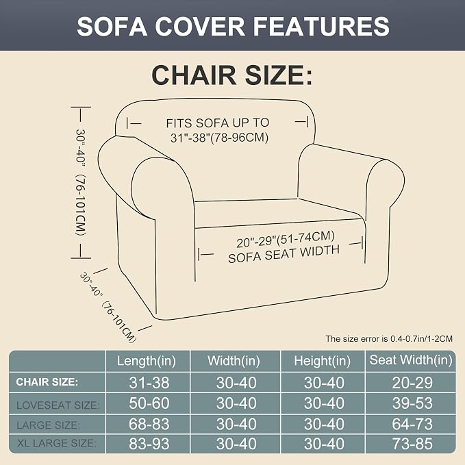 Stretch Recliner Chair Cover for Armchair, Small, Steel Blue | Chair Covers For Living Room, Furniture Protector With Non Skid Foam, Elastic Bottom, Slipcovers For Kids, Dogs - Image 5