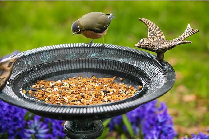 Evergreen Garden Hummingbird Bird Baths for Outdoors Heavy Duty | Metal Bird Bath Bowl with Stand | Ground Standing Bird Bath and Feeder for Garden Yard Deck - Image 6