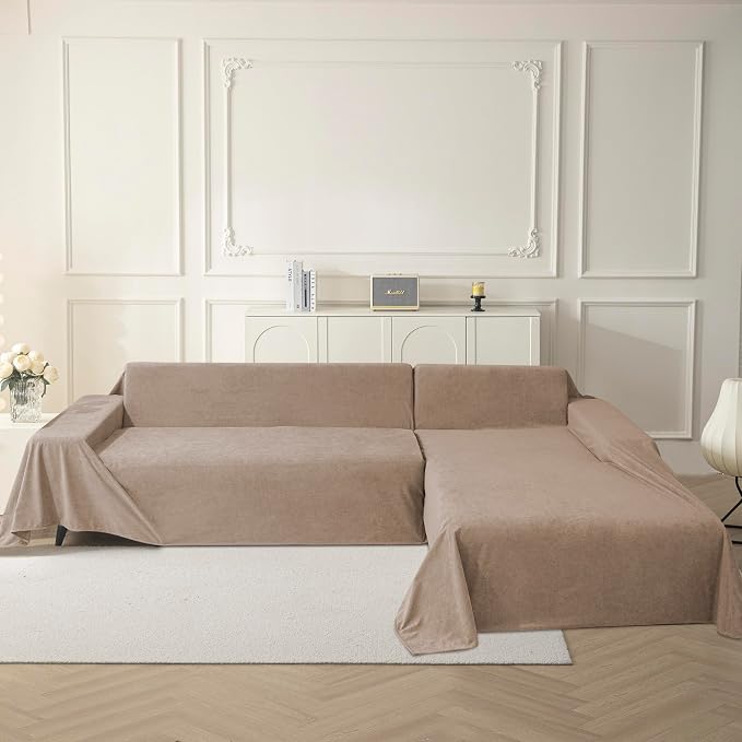MYSKY HOME Couch Cover Sofa Covers for 3 Cushion Couch, Ultra - Soft Dog Couch Covers Protector for Sectional Sofa, Non Slip Sofa Slipcover Furniture Protector for Pet, 91" x 118", Khaki - Image 5