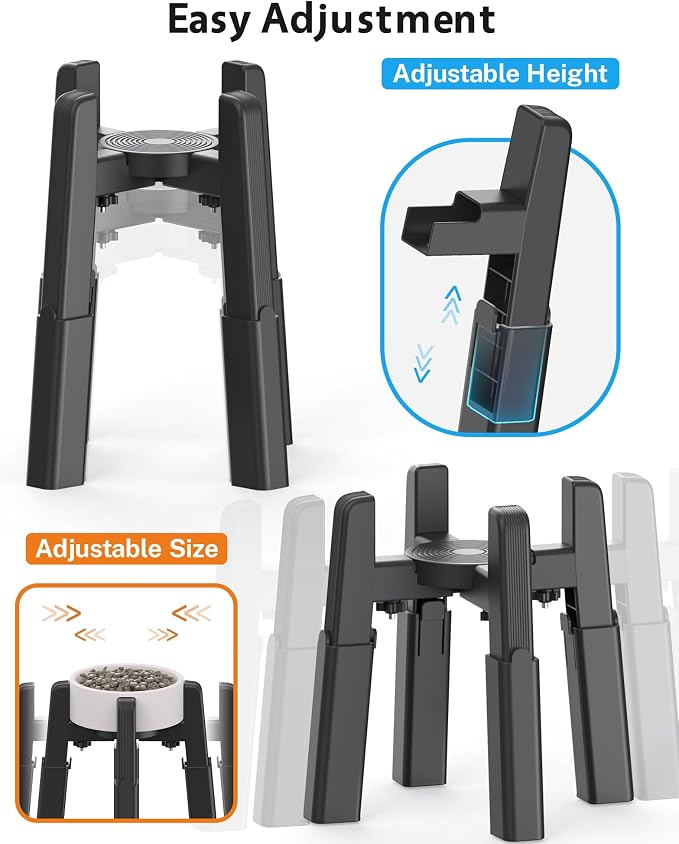 CZPET Dog Bowl Stand with Adjustable Height and Width [Stand Only] | Elevated Pet Water & Food Bowl for Medium Dogs, Stable and Anti-Slip Raised Bowl - Image 2