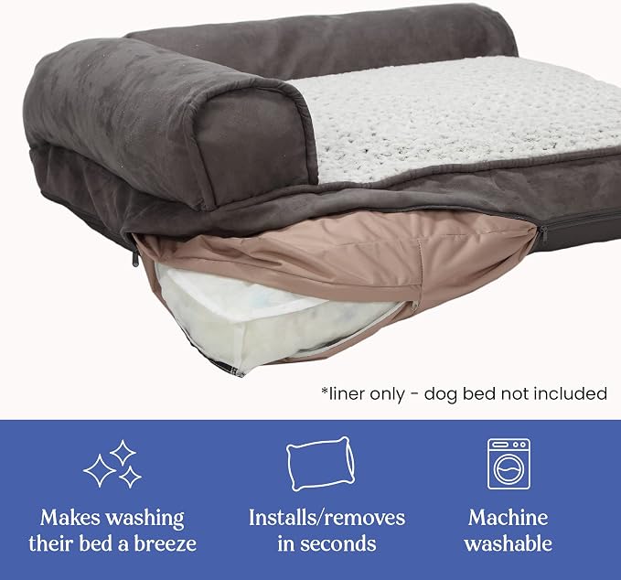 Dog Bed Cover – Waterproof Cover for Dog Bed – Heavy Duty, Machine Washable Zippered Liner – Durable, USA-Made Fabric for Pets – Ideal Pet Bedding Protector for Accidents and Messes - Round (Tan) - Image 4