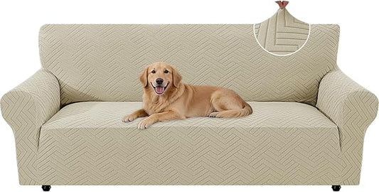 Stretch Sofa Cover Non-Slip Washable Furniture Protector | Stretch, 71"-91".Soft, Non Skid Foam, Elastic Bottom, Machine Washable, for Kids & Pets, Couch & Sofa, Khaki by YSTELLAA