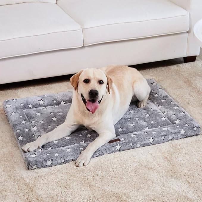 WESTERN HOME Dog Bed for Crate, High Resilience Foam Dog Crate Mat Kennel Pad with Soft Wavy Plush Comfortable Anti-Slip Washable Bed for Large Medium Small Dogs & Cats by WESTERNHOME