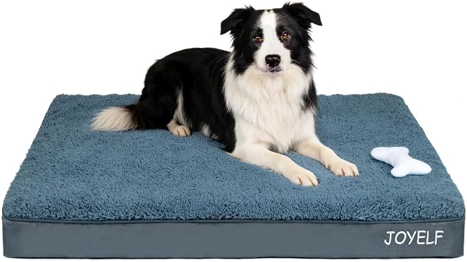 JOYELF Large Dog Crate Bed Mats Orthopedic Dog Bed, Egg Crate Foam Waterproof Dogs Pad with Washable Removable Cover, a Squeaker Toy as Gift by JOYELF