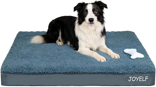 JOYELF Large Dog Crate Bed Mats Orthopedic Dog Bed, Egg Crate Foam Waterproof Dogs Pad with Washable Removable Cover, a Squeaker Toy as Gift by JOYELF