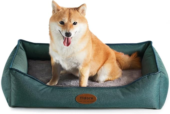 Tidore Orthopedic Dog Beds for Medium Dogs, Durable Egg Crate Foam Sofa Dog Bed wit Washable Removable Cover,Waterproof Lining,Pet Bed for Large Dogs (Olive Green, 26.4" L x 21.7" W x 6.2" Th) by Tidore
