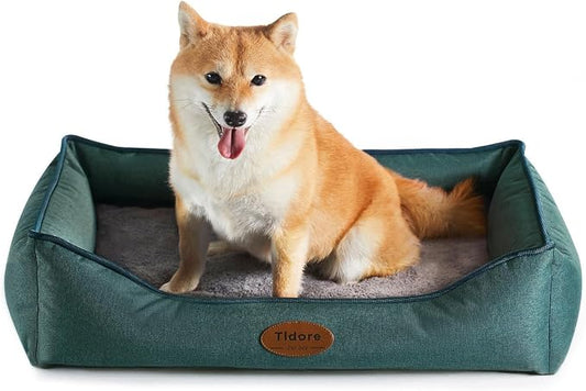 Tidore Orthopedic Dog Beds for Medium Dogs, Durable Egg Crate Foam Sofa Dog Bed wit Washable Removable Cover,Waterproof Lining,Pet Bed for Large Dogs (Olive Green, 26.4" L x 21.7" W x 6.2" Th) by Tidore