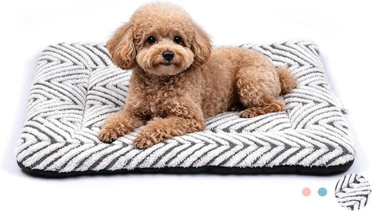Mora Pets Washable Dog Crate Pad Soft Kennel Bed Crate Mat for Small Dogs, Puppies & Cats Flat Pet Bed with Anti-Slip Bottom for Dog Cage, Carrier & Travel Sleeping Chevron Grey 24 x 18 by MoraPets