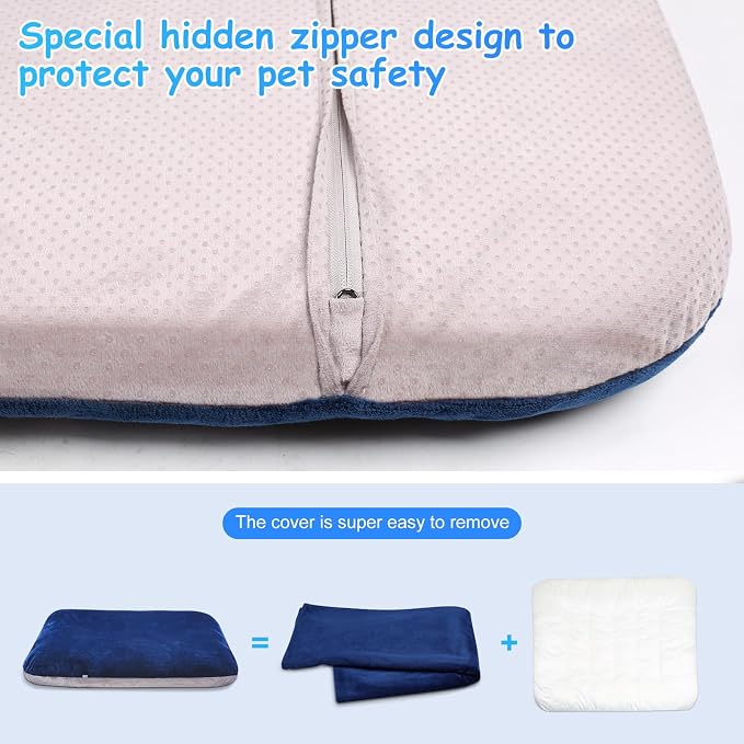 Magic Dog Super Soft Medium Dog Bed, 32 Inches Orthopedic Foam Pet Beds with Anti Slip Bottom, Dog Sleeping Mattress with Removable and Washable Cover, Blue M,32'' X 24'' X 3'' - Image 5