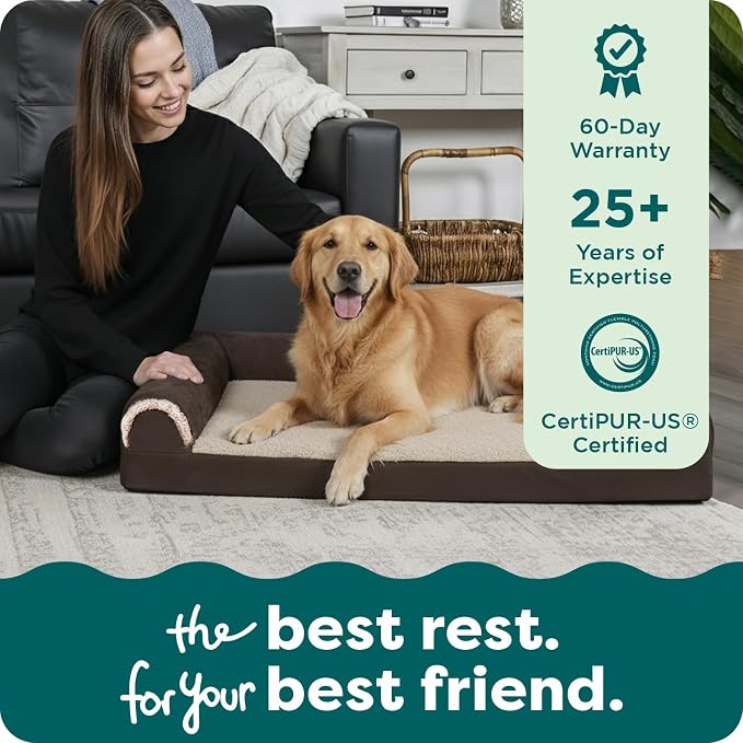 FurHaven Orthopedic Dog Bed for Large Dogs, L-Shaped Chaise Mattress with Orthopedic Egg Crate with a Solid Orthopedic Foam Base for Joint Support, Washable Cover, Jumbo XL, Faux Fur & Suede, Espresso - Image 9