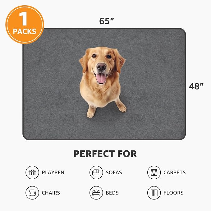 Washable Pee Pads for Dogs, Absorbent Extra Large Dog Mat, Non-Slip, 65x48 | Leakproof Pet Playpen Mat, Reusable Puppy Pads, for Whelping Box, Senior Dog Incontinence, Housebreaking,Floor,Potty Training - Image 6