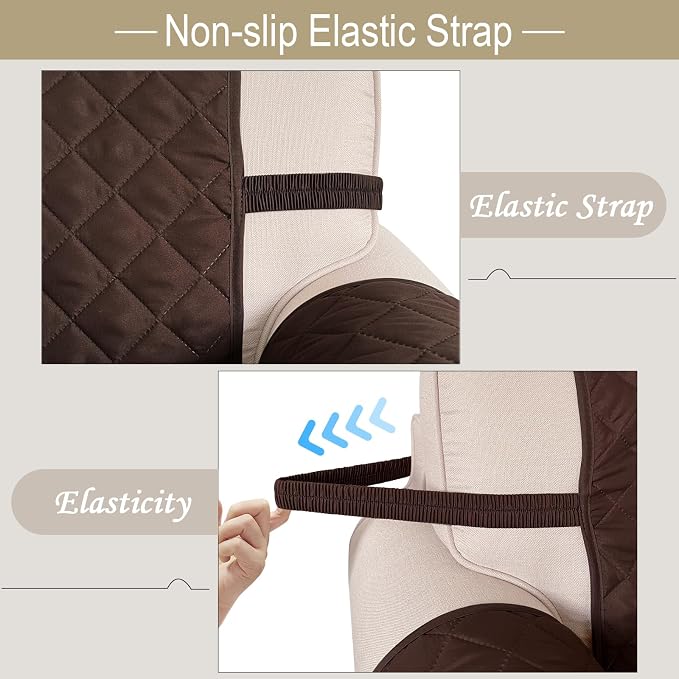 Reversible Chair Covers for Recliner Oversized, Chocolate | Recliner Oversized Covers for Living Room with Elastic Straps, Water Repellent, Chair Protectors Covers for Dogs - Image 6