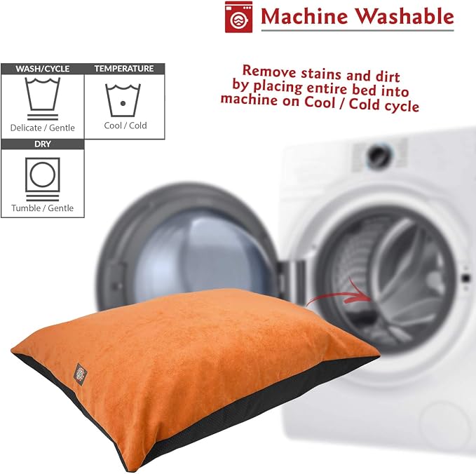 Villa Majestic Pet Comfy Dog Bed Washable Non Slip Pillow Bed for Large Breeds Rectangle 46 x 35 Inch Orange - Image 5