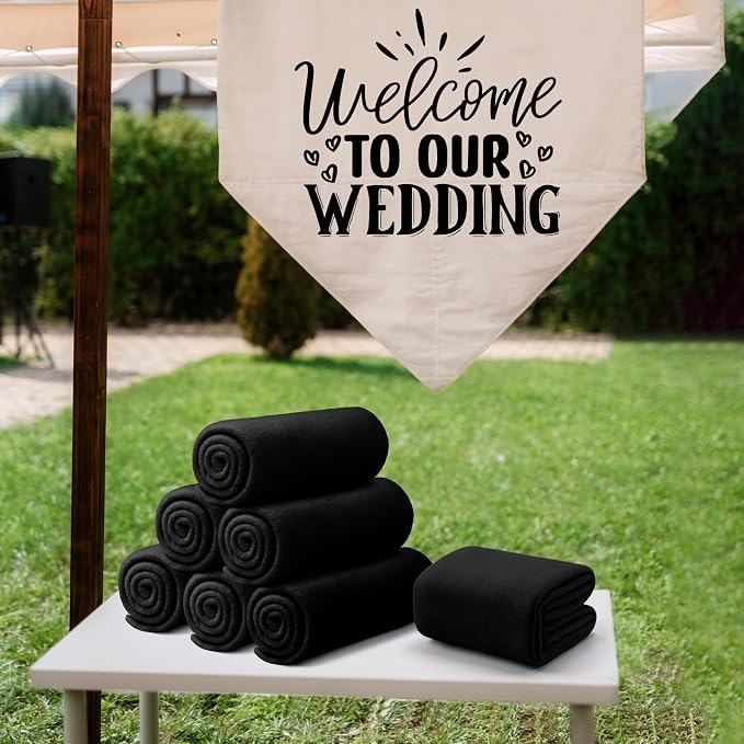 Buryeah 10 Pcs Fleece Blanket Bulk Soft Warm Fleece Blankets Cozy Lightweight Throw Blankets Plush Pet Throw Blanket for Home Bed Sofa Office Wedding Gifts Travel(50" X 60",Gray Black) - Image 5
