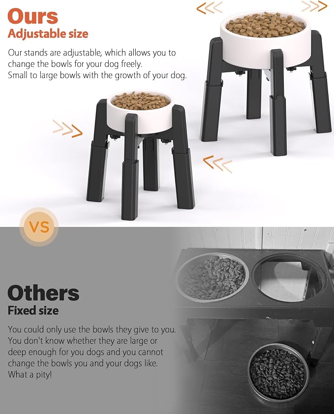 CZPET Dog Bowl Stand with Adjustable Height and Width [2 Pack, Stand Only] | Elevated Pet Water & Food Bowl for Medium Dogs, Stable and Anti-Slip Raised Bowl - Image 3