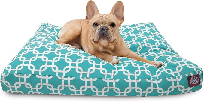 Majestic Pet Shredded Memory Foam Dog Bed Small with Removable Washable Cover – Rectangle Orthopedic Dog Bed–Durable Dog Crate Bed-Flat Dog Bed for Senior Dogs - (27x20) S - Links - Teal by MajesticPet