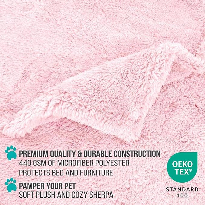 PetAmi Fluffy Waterproof Dog Blanket for Couch and Bed, Reversible Sherpa Pet Throw, Pee Proof Furniture Protector Sofa Cover, Washable Cat Blanket for Small Medium Dogs and Cats (Pink Blush, 29x40) - Image 3