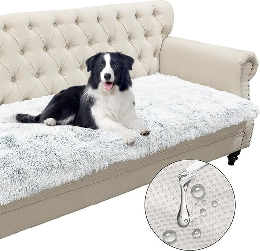 Dogs/Cats Bed Mats, Dog Pad Washable Removable Couch Cover with Anti-Slip Back, Plush Long Fur Mat, Perfect for Small, Medium and Large Dogs.(Magic Gray, 30"x80") by SNUGGLESINTO
