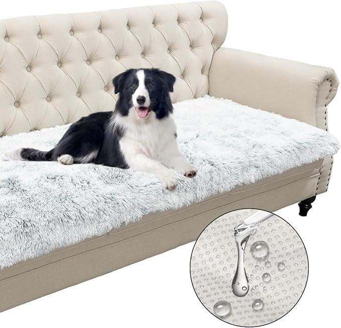 Dogs/Cats Bed Mats, Dog Pad Washable Removable Couch Cover with Anti-Slip Back, Plush Long Fur Mat, Perfect for Small, Medium and Large Dogs.(Magic Gray, 30"x70") by SNUGGLESINTO