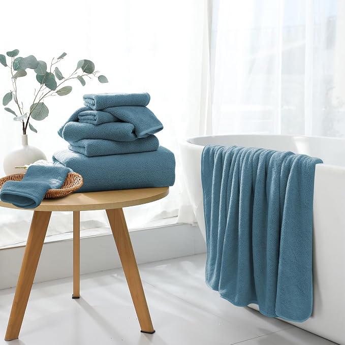 Extra Large Bath Sheet 4 Piece (35"x70")-Ultra Soft Oversized Bath Towel,Bath Sheet Set for Bathroom Hotel,Highly Absorbent Quick Dry Shower Towel Set for Adults,Bathroom Towel-Turquoise - Image 4