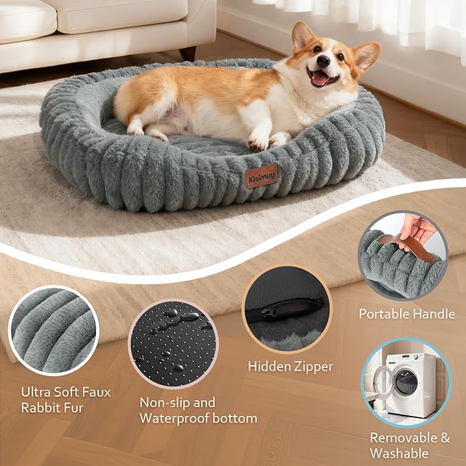 Orthopedic Dog Bed, Memory Foam Bolster Bed for Large Dogs | 30L x 24W x 5H, Bolster Sides Design, Washable Cover, Orthopedic Support Structure, Non-Slip Bottom, Medium Dog Bed, Grey - Image 6