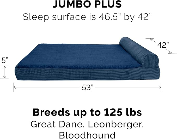 Furhaven Replacement Dog Bed Cover Fleece & Corduroy Chaise, Machine Washable - Navy, Blue, Jumbo Plus (XX-Large) - Image 3