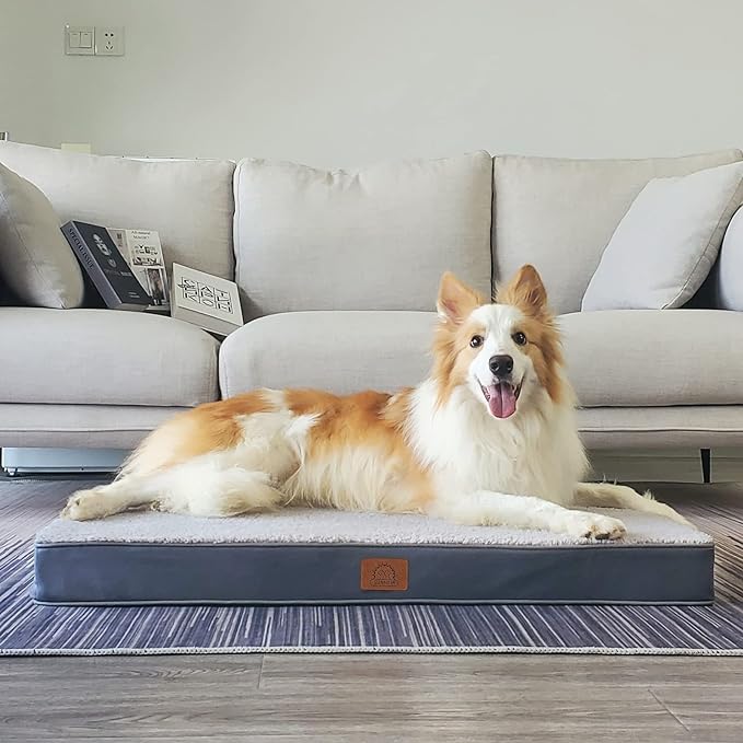Sunheir Washable Orthopedic Extra Large Dog Bed, Waterproof Dog Crate Bed | Big Removable Cover, Egg Crate Foam Support, Anti-Slip Bottom, Machine Washable Soft Pet Bed Mat for Crate, 44" Grey - Image 5