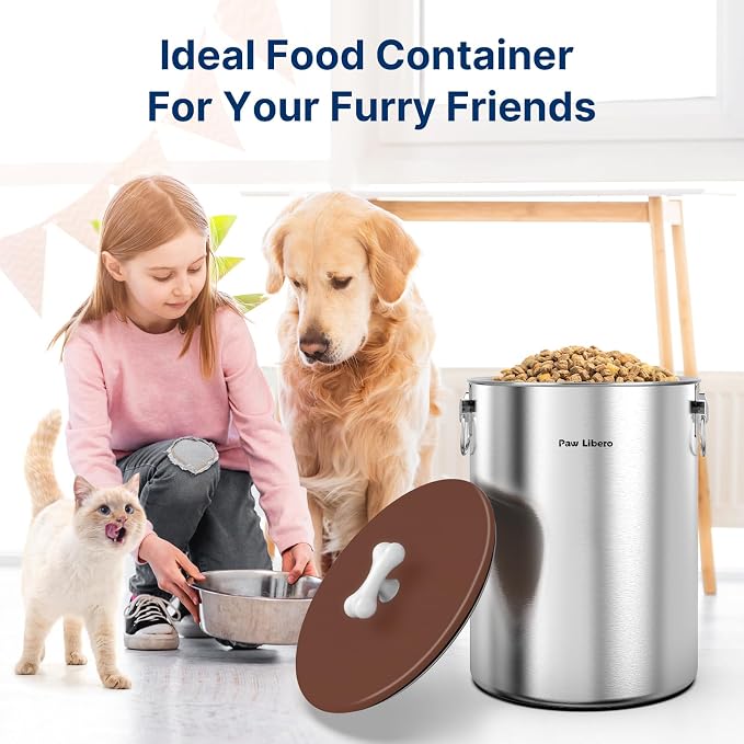 Paw Libero 2PK 25 Lbs Stainless Steel Dog Food Storage Container with Airtight Lid & Ceramic Bone Handle, Large Metal Dog Food Bin for Dogs & Cats, Keep Fresh, Easy to Clean - Image 7